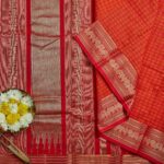 Red Mercerised Cotton Saree with Temple Zari Border