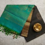 Black Soft Silk Saree with Emerald Teal Pallu