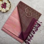 Blush Pink Soft Silk Saree with Wine Brocade Pallu