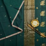 Bottle Green Kanjivaram Rich Cotton Saree with Gold Buttas