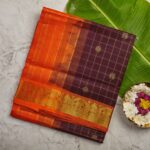 Coffee Brown Orange Aarani Silk Cotton Saree with Orange Border