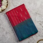 Cranberry Pink Silk Saree with Raindrop Buttas and Teal Blue Border
