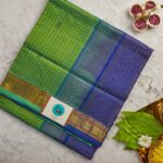 Grass Green Aarani Silk Cotton Saree with Micro Checks