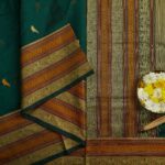 No Zari Forest Green Kanjivaram Silk Cotton Saree with Varisaipet border