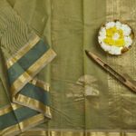 Olive Green Kanjivaram Rich Cotton Saree with Gold Zari Pallu