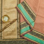 Sandal Beige Mercerised Cotton Saree with Teal Green Border