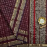 Wine Maroon Kanjivaram Rich Cotton Saree with Woven Checks